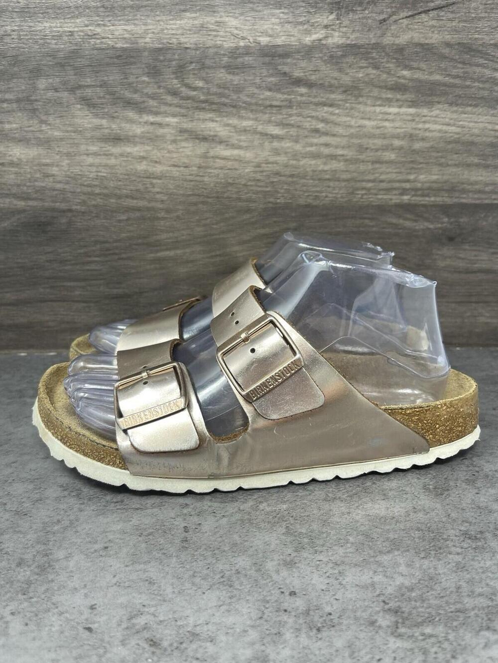 Birkenstock Arizona Sandals Womens Size 7 (38) Metallic Copper Slip On Buckle